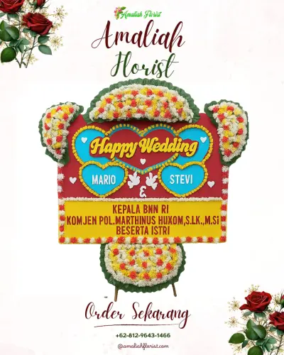 Karangan Papan Bunga Pernikahan di Semowo
